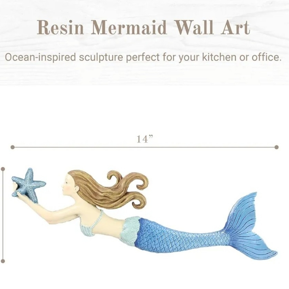 Young's Inc. Resin Mermaid Wall Art – 14”L x 3.5”H(NWT)